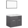 Glossy gray chipboard bathroom furniture set by vidaXL, Bathroom furniture - Ref: Foro24-3070873, Price: 156,92 €, Discount: %