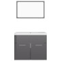 Glossy gray chipboard bathroom furniture set by vidaXL, Bathroom furniture - Ref: Foro24-3070873, Price: 156,92 €, Discount: %