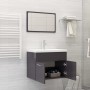 Glossy gray chipboard bathroom furniture set by vidaXL, Bathroom furniture - Ref: Foro24-3070873, Price: 156,92 €, Discount: %