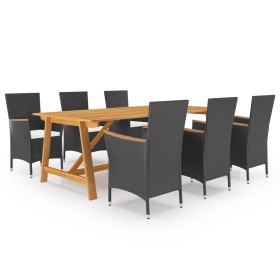 Juego de comedor de jardín de 7 piezas negro de vidaXL, Conjuntos de jardín - Ref: Foro24-3068796, Precio: 623,66 €, Descuent...