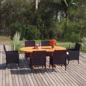 Set de comedor de jardín de 7 piezas negro ratán sintético de vidaXL, Conjuntos de jardín - Ref: Foro24-3070751, Precio: 655,...