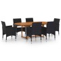 7-Piece Black Synthetic Rattan Garden Dining Set by vidaXL, Garden sets - Ref: Foro24-3070751, Price: 655,36 €, Discount: %