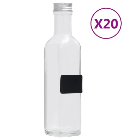 Glass bottles with screw cap 20 pcs square 250 ml by vidaXL, Water bottles - Ref: Foro24-150708, Price: 42,60 €, Discount: %