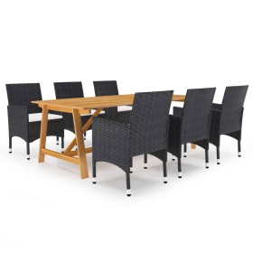 Juego de comedor de jardín 7 piezas negro de vidaXL, Conjuntos de jardín - Ref: Foro24-3068792, Precio: 634,25 €, Descuento: %