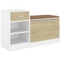 White engineered wood and Sonoma oak shoe bench by vidaXL, Shoe racks and shoe organizers - Ref: Foro24-326746, Price: 103,08...