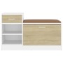 White engineered wood and Sonoma oak shoe bench by vidaXL, Shoe racks and shoe organizers - Ref: Foro24-326746, Price: 103,08...