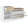 White engineered wood and Sonoma oak shoe bench by vidaXL, Shoe racks and shoe organizers - Ref: Foro24-326746, Price: 103,08...