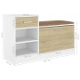 White engineered wood and Sonoma oak shoe bench by vidaXL, Shoe racks and shoe organizers - Ref: Foro24-326746, Price: 103,08...