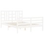 White solid wood bed frame with headboard 140x200 cm by vidaXL, Beds and slatted bases - Ref: Foro24-3193922, Price: 129,09 €...