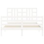 White solid wood bed frame with headboard 140x200 cm by vidaXL, Beds and slatted bases - Ref: Foro24-3193922, Price: 129,09 €...