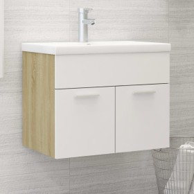 White engineered wood and Sonoma oak cabinet with sink by vidaXL, bathroom vanities - Ref: Foro24-3071275, Price: 186,99 €, D...