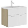 White engineered wood and Sonoma oak cabinet with sink by vidaXL, bathroom vanities - Ref: Foro24-3071275, Price: 186,62 €, D...