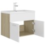 White engineered wood and Sonoma oak cabinet with sink by vidaXL, bathroom vanities - Ref: Foro24-3071275, Price: 186,62 €, D...