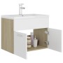 White engineered wood and Sonoma oak cabinet with sink by vidaXL, bathroom vanities - Ref: Foro24-3071275, Price: 186,62 €, D...