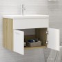 Mueble con lavabo madera de ingeniería blanco y roble Sonoma de vidaXL, Tocadores de baño - Ref: Foro24-3071275, Precio: 186,...