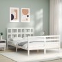 White solid wood bed frame with headboard 120x200 cm by vidaXL, Beds and slatted bases - Ref: Foro24-3194827, Price: 121,81 €...