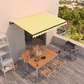 Yellow and white automatic retractable awning 450x300 cm by vidaXL, Awnings - Ref: Foro24-3069128, Price: 446,03 €, Discount: %