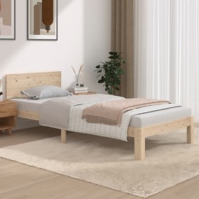 Solid pine wood bed frame 90x200 cm by vidaXL, Beds and slatted bases - Ref: Foro24-833109, Price: 114,99 €, Discount: %