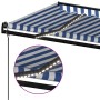 Automatic awning LED wind sensor blue and white 300x250 cm by vidaXL, Awnings - Ref: Foro24-3069071, Price: 490,73 €, Discoun...