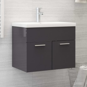 Mueble con lavabo madera de ingeniería gris brillo de vidaXL, Tocadores de baño - Ref: Foro24-3071278, Precio: 175,62 €, Desc...