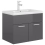 Mueble con lavabo madera de ingeniería gris brillo de vidaXL, Tocadores de baño - Ref: Foro24-3071278, Precio: 175,62 €, Desc...