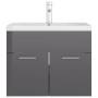 Mueble con lavabo madera de ingeniería gris brillo de vidaXL, Tocadores de baño - Ref: Foro24-3071278, Precio: 175,62 €, Desc...