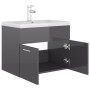 Mueble con lavabo madera de ingeniería gris brillo de vidaXL, Tocadores de baño - Ref: Foro24-3071278, Precio: 175,62 €, Desc...