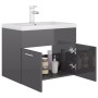 Mueble con lavabo madera de ingeniería gris brillo de vidaXL, Tocadores de baño - Ref: Foro24-3071278, Precio: 175,62 €, Desc...