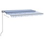 Retractable manual awning with blue and white LED lights 450x300 cm by vidaXL, Awnings - Ref: Foro24-3069121, Price: 392,96 €...