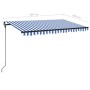 Toldo manual retráctil con LED azul y blanco 450x300 cm de vidaXL, Toldos - Ref: Foro24-3069121, Precio: 392,96 €, Descuento: %