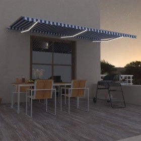 Manual retractable awning with blue and white LED 600x350 cm by vidaXL, Awnings - Ref: Foro24-3069041, Price: 584,99 €, Disco...