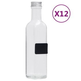 Glass bottles with screw cap 12 pcs square 250 ml by vidaXL, Water bottles - Ref: Foro24-150707, Price: 22,34 €, Discount: %