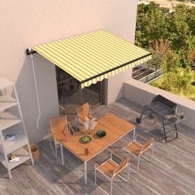 Yellow and white automatic retractable awning 350x250 cm by vidaXL, Awnings - Ref: Foro24-3069088, Price: 392,80 €, Discount: %