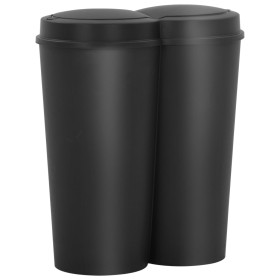 Black double trash can 50 L by vidaXL, Garbage cans and trash cans - Ref: Foro24-150692, Price: 46,99 €, Discount: %