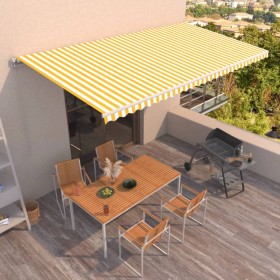 Yellow and white manual retractable awning 600x350 cm by vidaXL, Awnings - Ref: Foro24-3069038, Price: 557,99 €, Discount: %