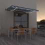 Toldo automático LED sensor de viento azul y blanco 450x300 cm de vidaXL, Toldos - Ref: Foro24-3069131, Precio: 490,26 €, Des...