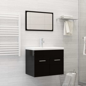 Juego de muebles de baño madera de ingeniería negro brillo de vidaXL, Muebles de baño - Ref: Foro24-3071322, Precio: 189,01 €...