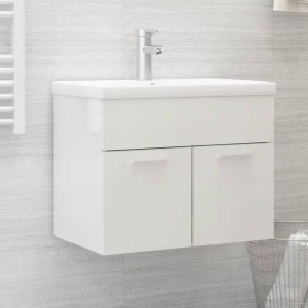 Mueble con lavabo madera de ingeniería blanco brillo de vidaXL, Tocadores de baño - Ref: Foro24-3071276, Precio: 202,40 €, De...