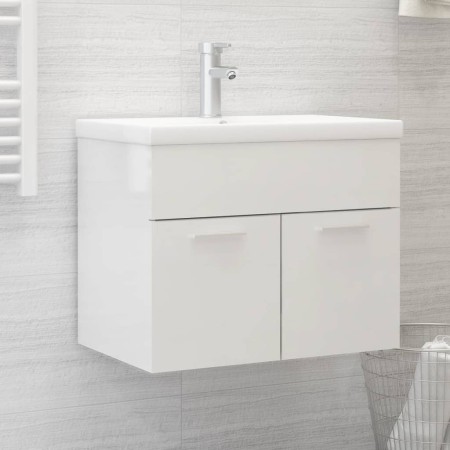 Mueble con lavabo madera de ingeniería blanco brillo de vidaXL, Tocadores de baño - Ref: Foro24-3071276, Precio: 194,16 €, De...