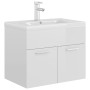 Mueble con lavabo madera de ingeniería blanco brillo de vidaXL, Tocadores de baño - Ref: Foro24-3071276, Precio: 194,16 €, De...