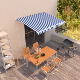 Blue and white automatic retractable awning 300x250 cm by vidaXL, Awnings - Ref: Foro24-3068866, Price: 412,99 €, Discount: %