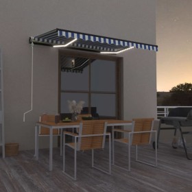 Toldo automático LED sensor de viento azul y blanco 400x300 cm de vidaXL, Toldos - Ref: Foro24-3069111, Precio: 571,52 €, Des...