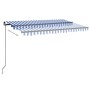 Toldo automático LED sensor de viento azul y blanco 400x300 cm de vidaXL, Toldos - Ref: Foro24-3069111, Precio: 577,38 €, Des...