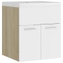 White engineered wood and Sonoma oak vanity unit with sink by vidaXL, bathroom vanities - Ref: Foro24-3070816, Price: 103,06 ...