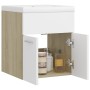 White engineered wood and Sonoma oak vanity unit with sink by vidaXL, bathroom vanities - Ref: Foro24-3070816, Price: 103,06 ...