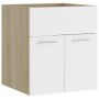 White engineered wood and Sonoma oak vanity unit with sink by vidaXL, bathroom vanities - Ref: Foro24-3070816, Price: 103,06 ...