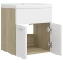 White engineered wood and Sonoma oak vanity unit with sink by vidaXL, bathroom vanities - Ref: Foro24-3070816, Price: 103,06 ...