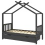 Estructura de cama infantil y cajón madera pino gris 80x160cm