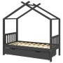 Estructura de cama infantil y cajón madera pino gris 80x160cm de vidaXL, Cunas y camas para niños - Ref: Foro24-322152, Preci...