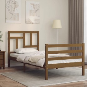 Honey brown solid wood bed frame and headboard 100x200 cm by vidaXL, Beds and slatted bases - Ref: Foro24-3194954, Price: 112...